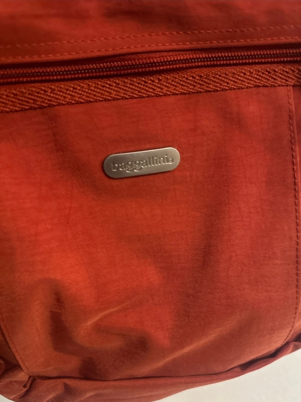 Baggallini Orange Messenger Crossbody Bag Zip Adjustable Strap Bottle Pocket NEW